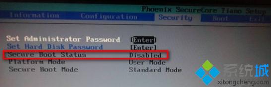 Secure Boot Status为关闭状态