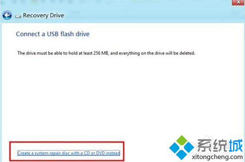 点击“Create a system repair disc with a CD or DVDintstead”