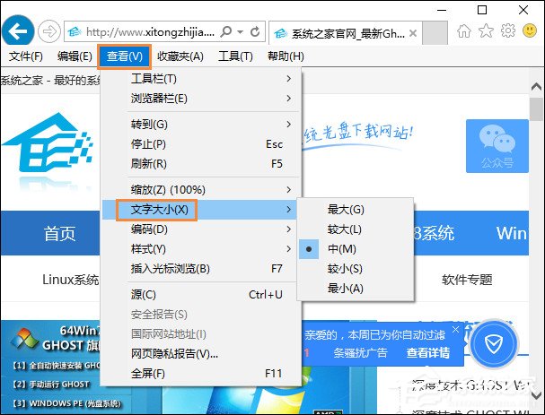 IE<a href=/softxz/llq/ target=_blank class=infotextkey>浏览器</a>字体大小设置方法