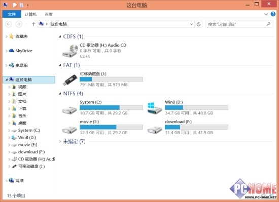 如何將U盤與Win8.1的所有混在一起的存儲設備和驅動器分開顯示