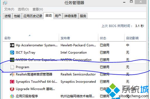 win8系统任务管理器多出一个Program启动项怎么办？解决方法