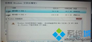 安装Win8系统时出现错误提示