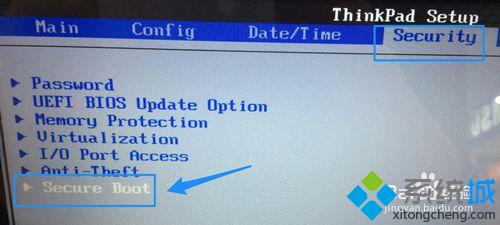 選擇“Secure Boot”選項