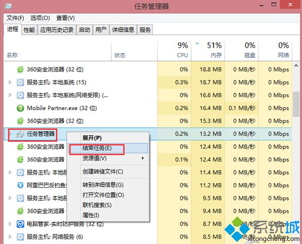 選擇“結束任務重新啟動”