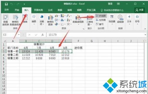 windowsxp系统下怎样给exce工作表添加迷你图