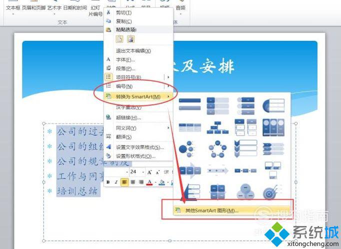 xp系統(tǒng)下將PPT2010文字轉(zhuǎn)化為smartart圖形的方法