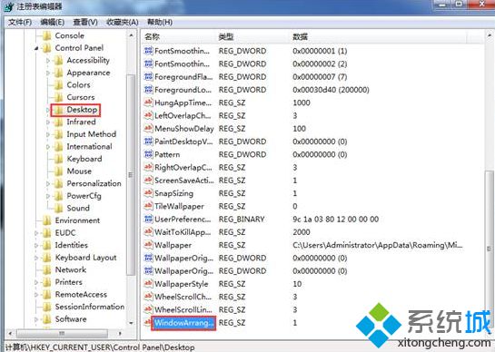 注冊表編輯器WindowArrangementActive