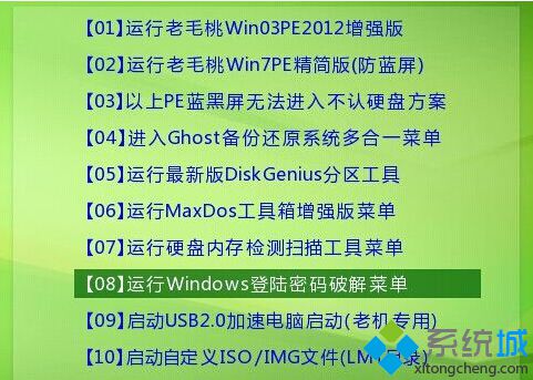 運行windows登錄密碼破解菜單